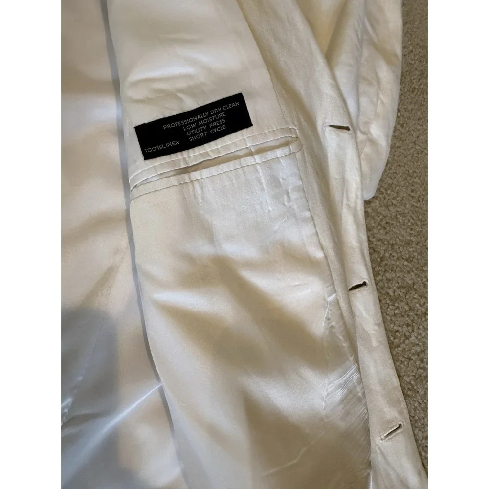 Jos A Bank 43L White Linen Blend Mens Blazer Suit Jacket Sport Coat Spring Beach - Picture 4 of 14